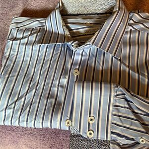 Bugatchi Men's Blue Striped Shirt